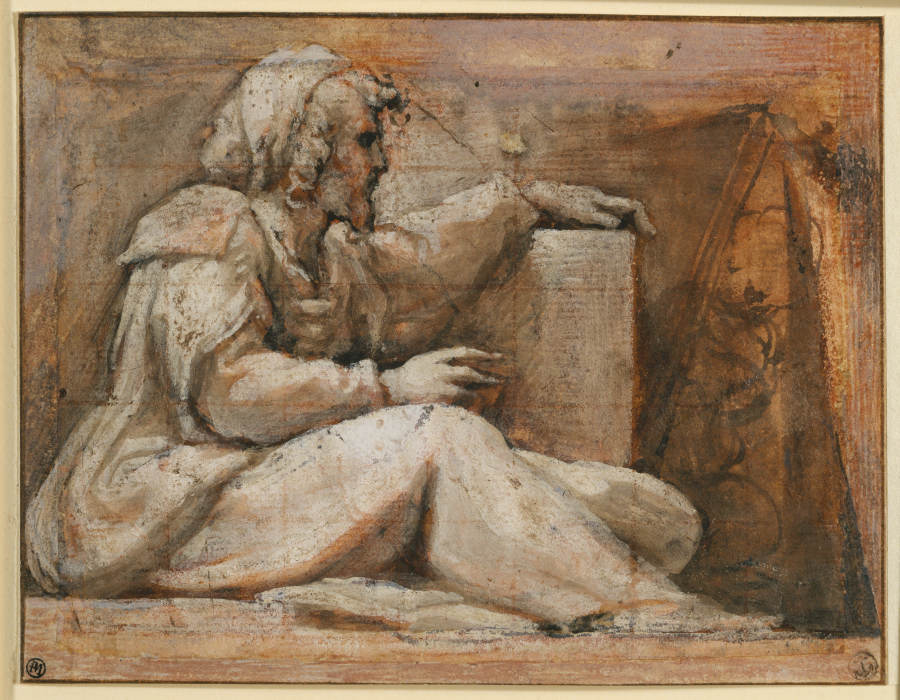 Seated Prophet with Book, facing right de Correggio