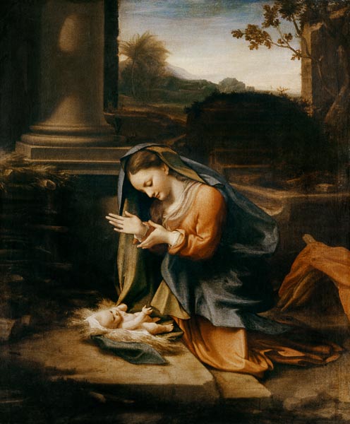 María adorando al niño de Correggio (eigentl. Antonio Allegri)