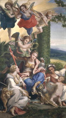Allegory of the Virtues, c.1529-30 (tempera on canvas) de Correggio (eigentl. Antonio Allegri)