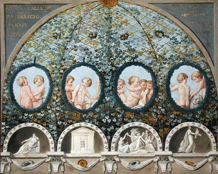 Design for a Ceiling Fresco, published c.1780 (gouache, ink & w/c on an etched base) de Correggio (eigentl. Antonio Allegri)