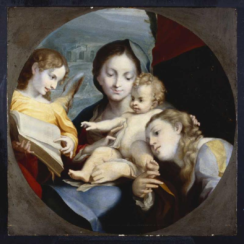 Madonna mit Kind, der hl. Katharina und einem Engel. de Correggio (eigentl. Antonio Allegri)