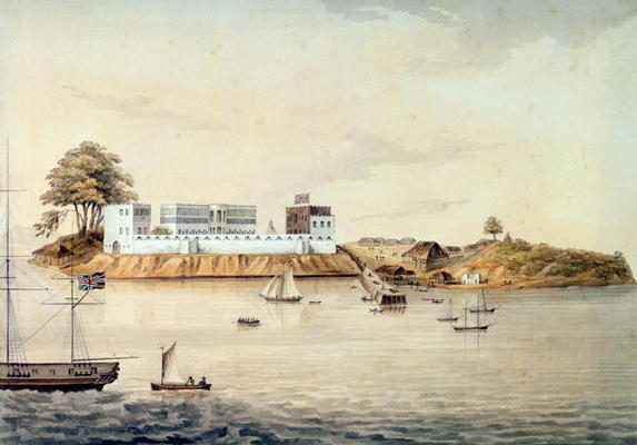 Bance Island, River Sierra Leone, Coast of Africa, Perspective Point at 1, c.1805 (w/c on artists' p de Corry