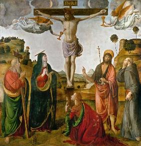 crucifixión de Cristo con María y San Juan