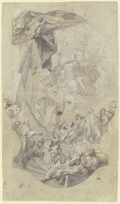 Founding of the Hospital of the Holy Spirit: Study for the main fresco on the ceiling in the nave of de Cosmas Damian Asam