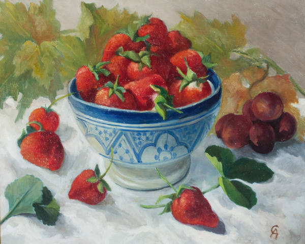 Strawberries in a Blue Bowl de Cristiana  Angelini