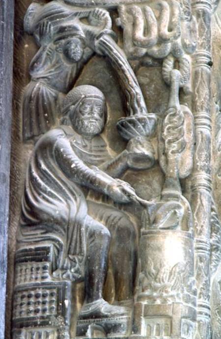 January, old man cooking, a detail from the west portal de Croatian School