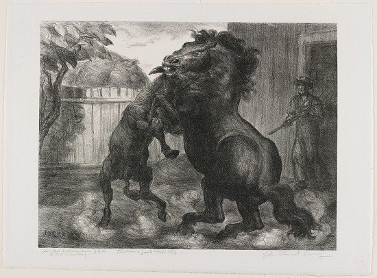 Stallion and Jack Fighting de John Steuart Curry