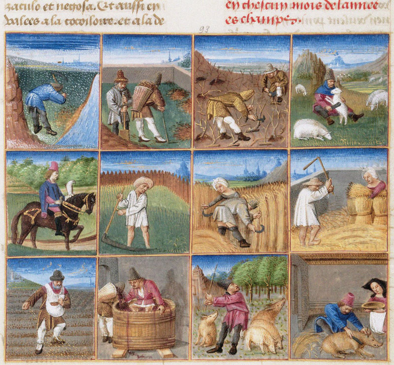 Ruralia commoda. Agricultural calendar from a manuscript of Pietro de' Crescenzi de Czech School