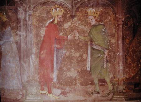 Charles IV (1316-78) receiving the thorns of the crown of Christ from Jean II (1319-64) from the Cha de Czech School
