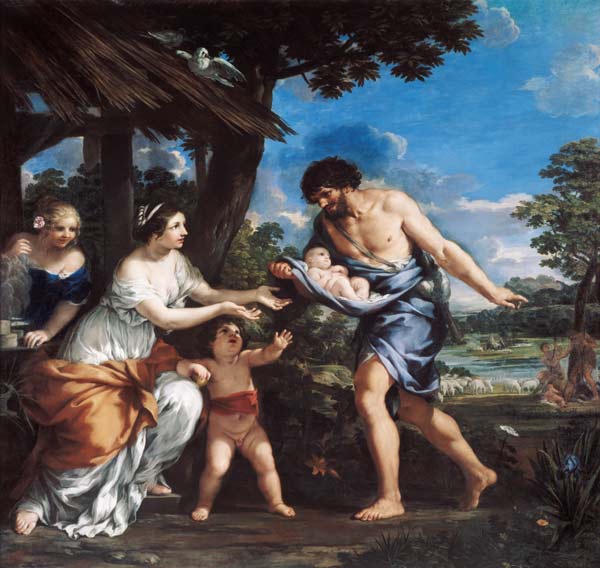 Faustulus entrusting Romulus and Remus to his wife Acca Larentia de Pietro da Cortona, 