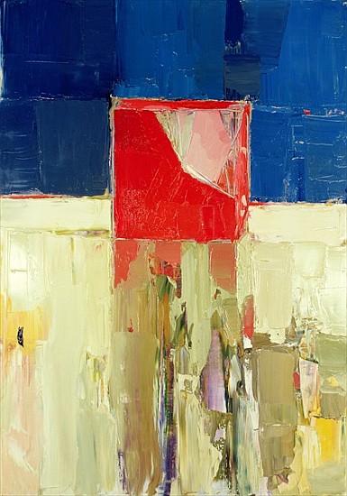 Red cube (oil on canvas)  de Daniel  Cacouault