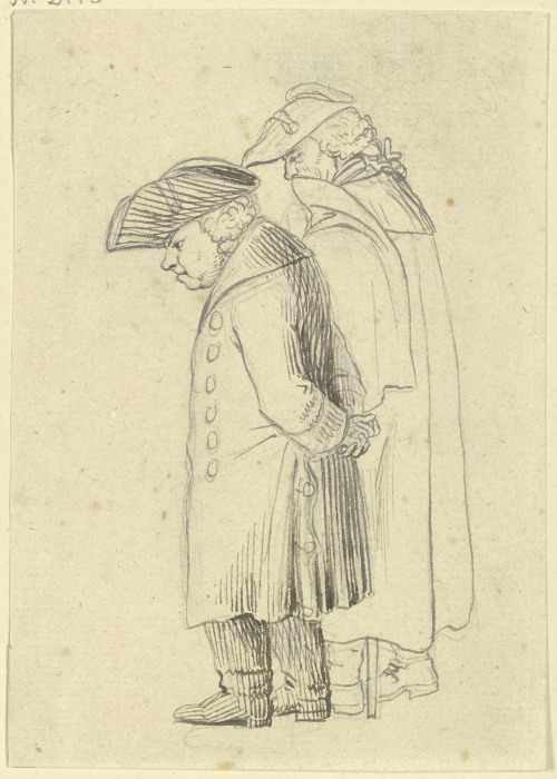 Zwei stehende alte Männer mit gesenkten Köpfen de Daniel Chodowiecki