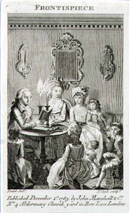 A Father Reading to his Family by Candlelight, engraved by Thomas Cook (1744-1818) frontispiece to a de Daniel Dodd