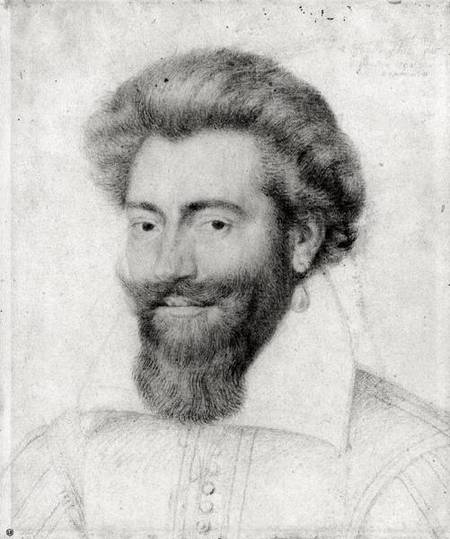 Portrait of a Bearded Man (red chalk, pierre noire & de Daniel Dumonstier
