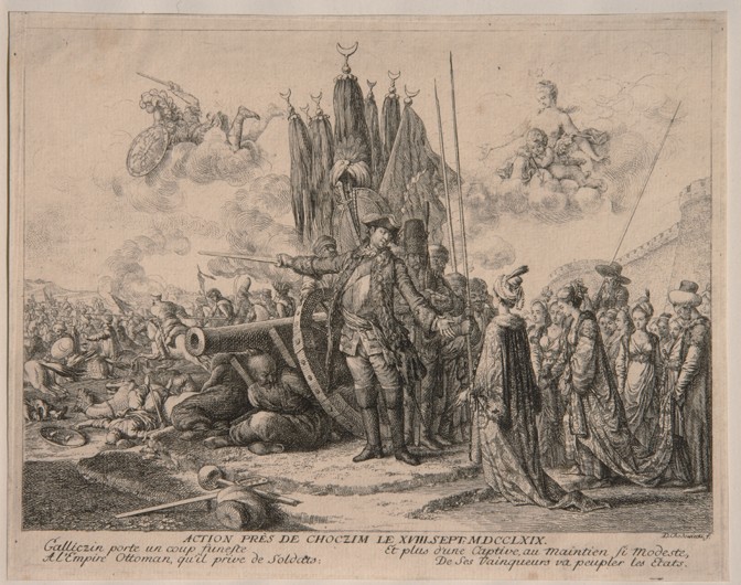 Prince Alexander Mikhaylovich Golitsyn at the Siege of the Khotyn Fortress 1769 de Daniel Nikolaus Chodowiecki