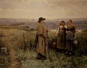 Conversation with the shepherd de Daniel Ridgway Knight