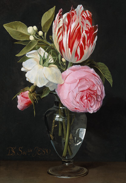 Flowers in a glass vase de Daniel Seghers