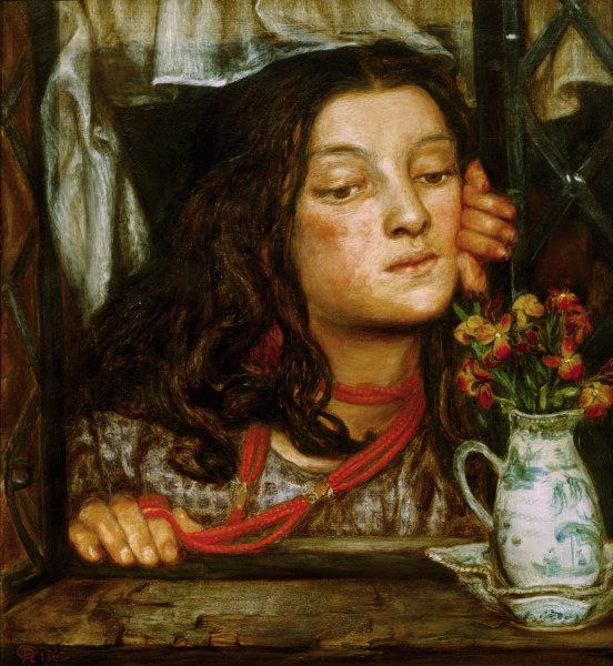 Rossetti / Girl at a lattice / Painting de Dante Gabriel Rossetti