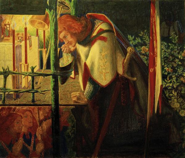 Rossetti / Sir Galahad at ruined chapel de Dante Gabriel Rossetti