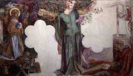 Sir Lancelot's Vision, study for the fresco painting in the Oxford Union de Dante Gabriel Rossetti