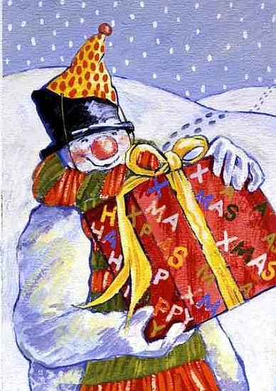 Snowman Delivering Presents, 1999 (gouache on paper)  de David  Cooke