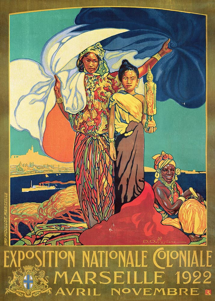 Poster advertising the 'Exposition Nationale Coloniale', Marseille de David Dellepiane