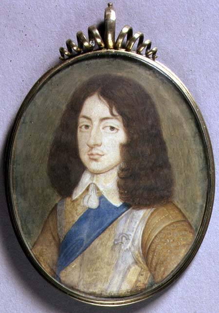 Portrait Miniature of Charles II (1630-85) 1650 (w/c on vellum) de David Des Granges