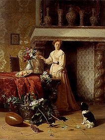 Lady when arranging flowers (together with Peter R de David Emile Joseph de Noter
