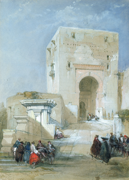 The Gate of Justice, Entrance to the Alhambra, 1833 (pencil de David Roberts