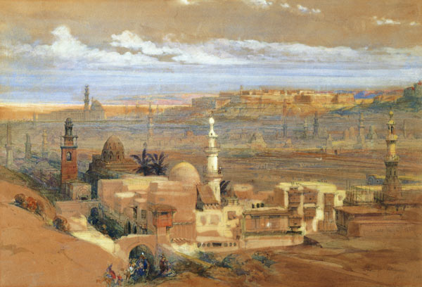Cairo from the Gate of Citizenib, looking towards the Desert of Suez  on de David Roberts
