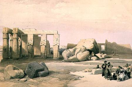 Fragments of the Great Colossus, at the Memnonium, Thebes de David Roberts