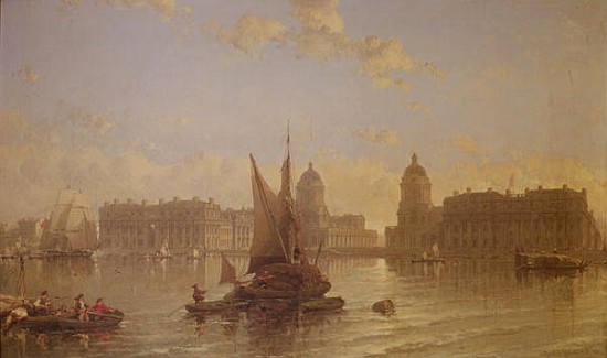 Shipping on the Thames at Greenwich de David Roberts