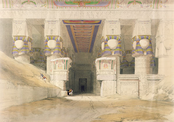 Facade of the Temple of Hathor, Dendarah, from ''Egypt and Nubia''; engraved by Louis Haghe (1806-85 de David Roberts
