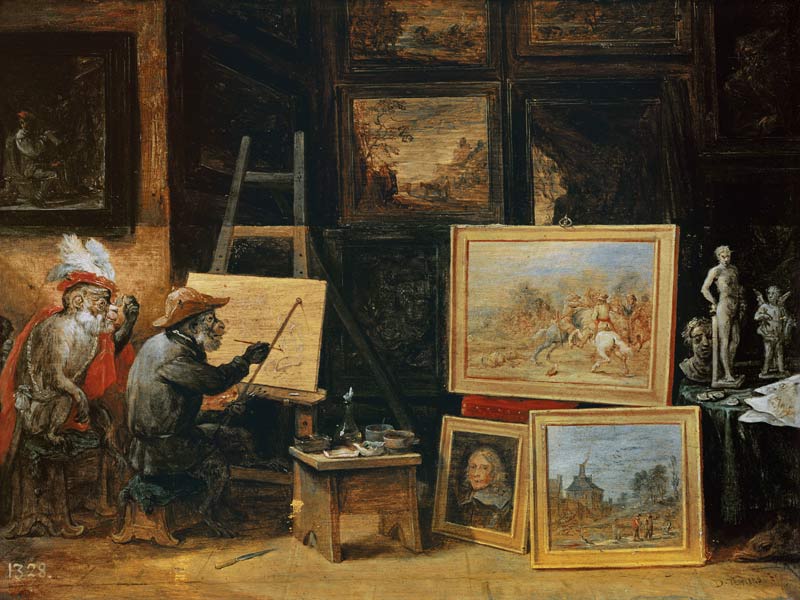 The Monkey Painter de David Teniers