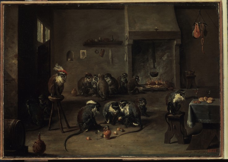 Monkeys in the Kitchen de David Teniers