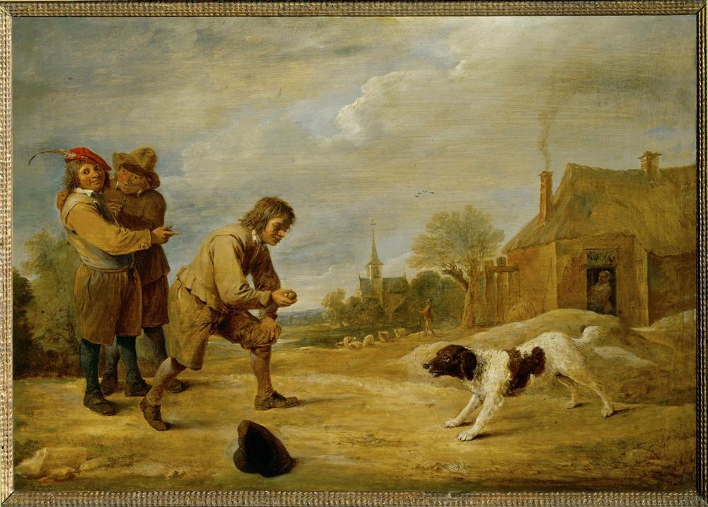 Farmboy with dog de David Teniers