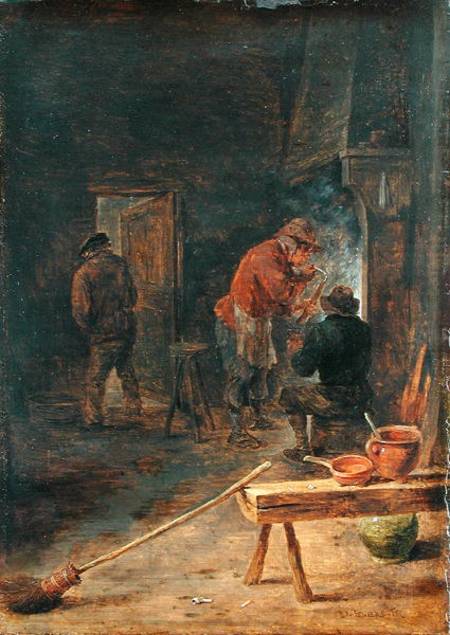 Farmers around a Fireplace de David Teniers