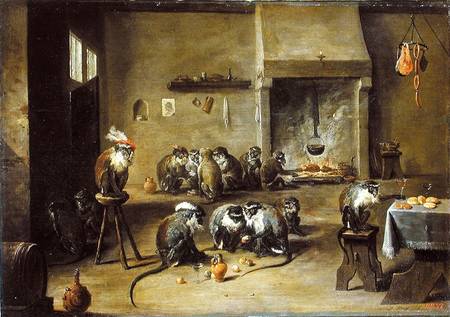 Monkeys in a Kitchen de David Teniers