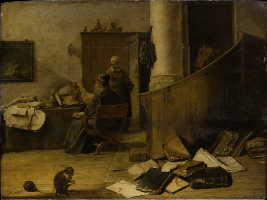 A Doctor Examining a Urine Specimen in his Study de David Teniers d. J.