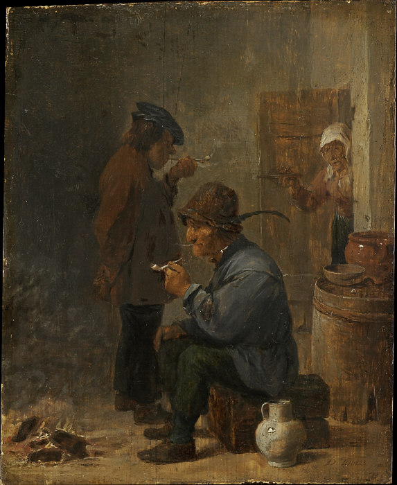 Two Smoking Peasants at the Coal Fire de David Teniers d. J.