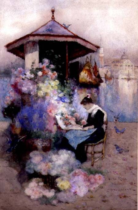 Flower Seller on the Riva, Venice de David Woodlock