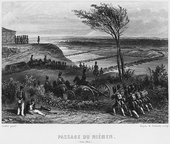 Crossing the River Niemen in June 1812; engraved by Beyer and Doherty de Denis-Auguste-Marie Raffet