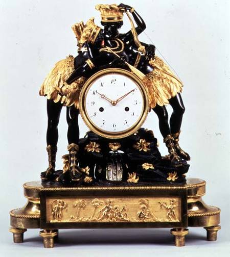 French Directoire ormolu and bronze clock de Deverberie et Companie