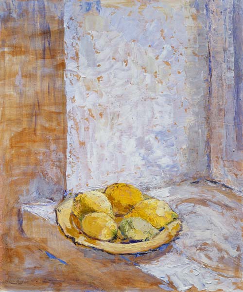 Lemons on the window sill, 1993 (board)  de Diana  Schofield