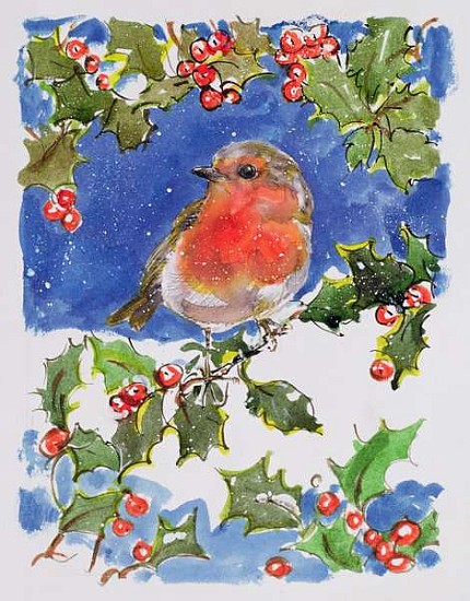 Christmas Robin, 1996 (w/c)  de Diane  Matthes