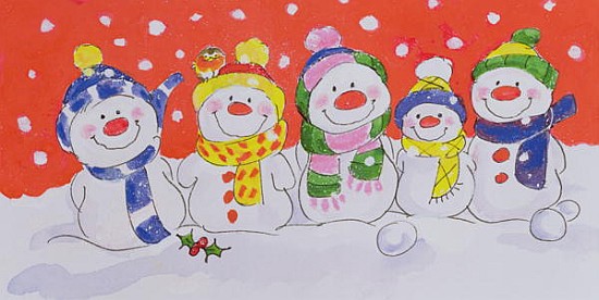 Snow Family (w/c and ink on paper)  de Diane  Matthes