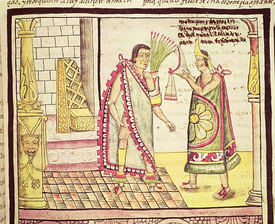 Fol.152v The Crowning of Montezuma II (1466-1520) the Last Mexican Emperor in 1502 de Diego Duran