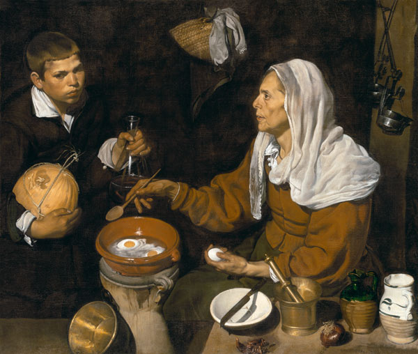 Old woman at the Eierkochen de Diego Rodriguez de Silva y Velázquez