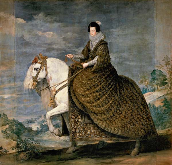 Isabella de Bourbon (esposa de Felipe IV) a caballo de Diego Rodriguez de Silva y Velázquez