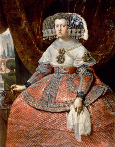 Queen Maria Anna of Spain in a red dress de Diego Rodriguez de Silva y Velázquez